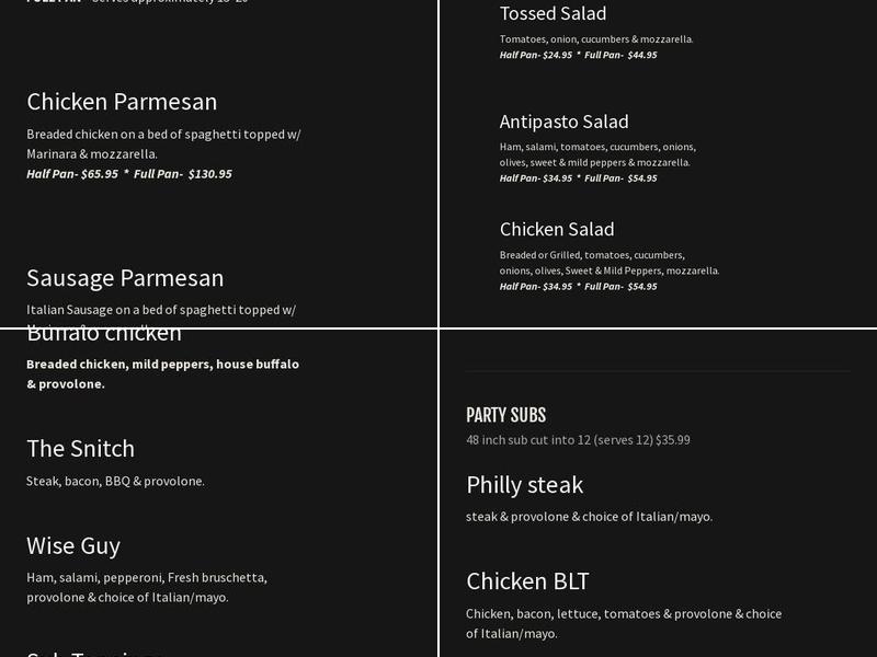 Coalpatch Pizza Menu