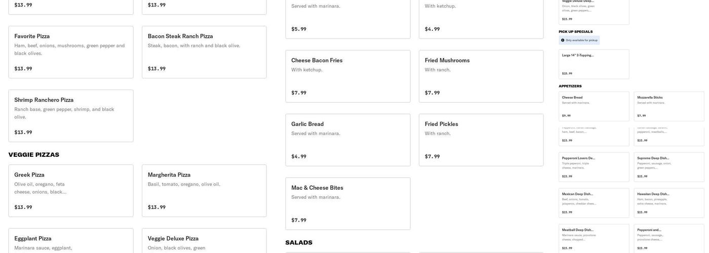 Daddy's Pizza Menu