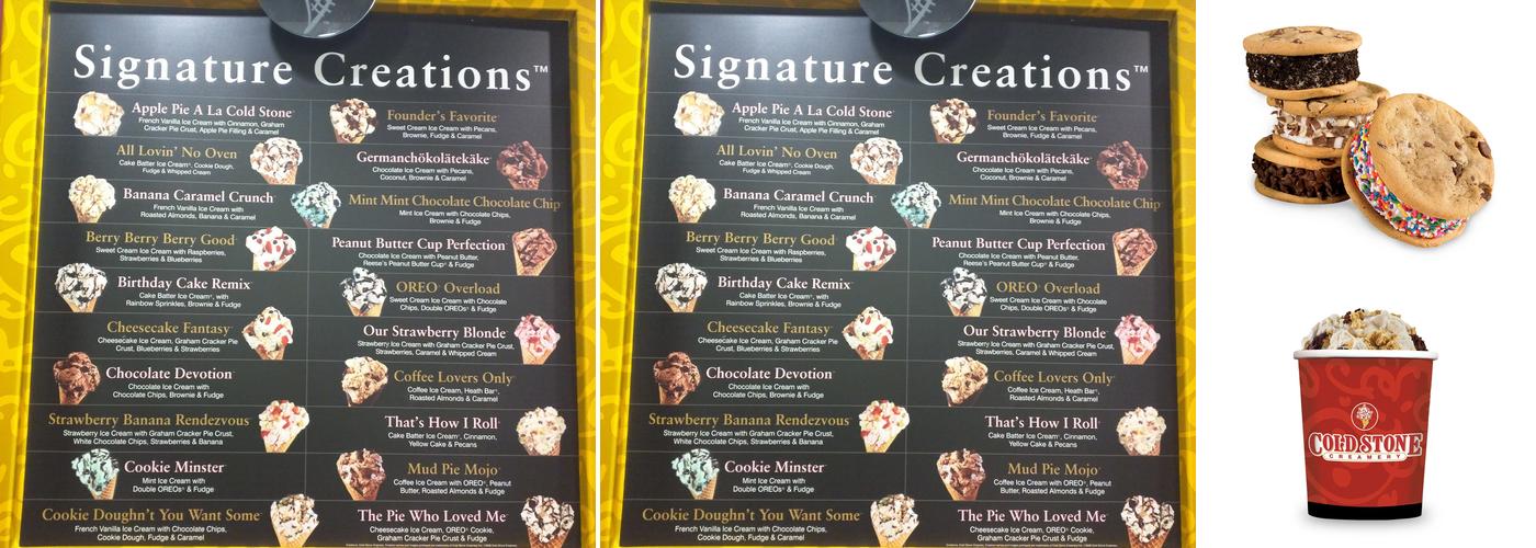 Cold Stone Creamery Menu