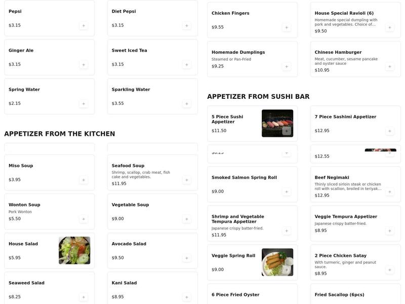 Edamame Steakhouse Menu