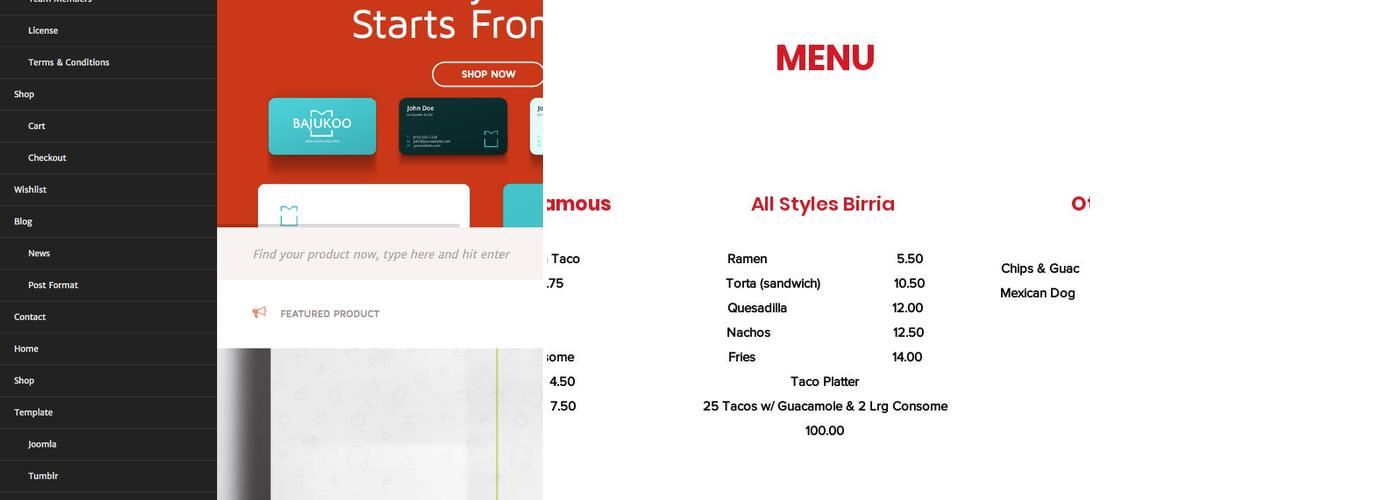 La Birriamania LLC Menu