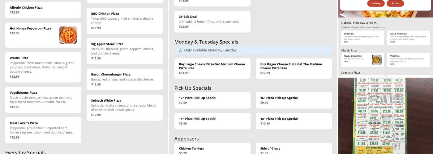 Big Apple Pizza Menu