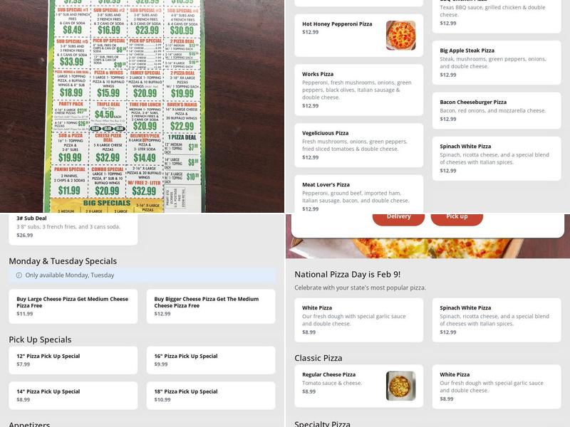 Big Apple Pizza Menu