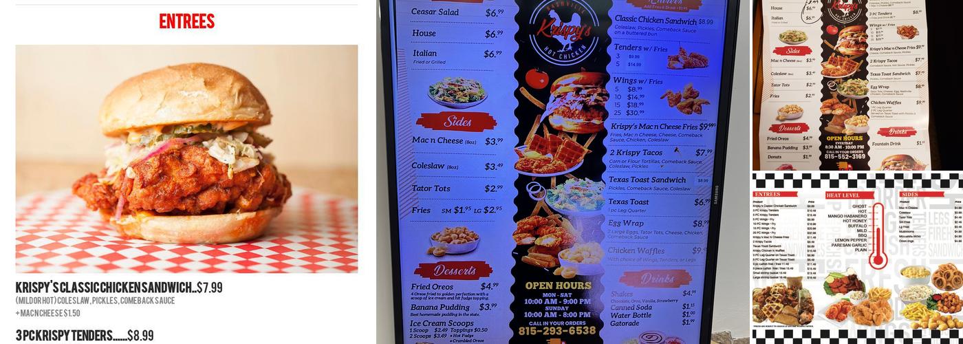 Krispys Nashville Hot Chicken Menu