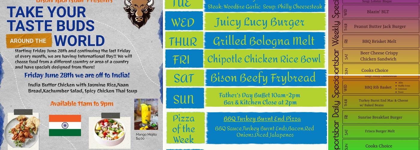 Bison Sports Bar Menu