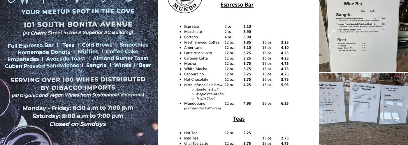 Caffe Del Mundo Menu