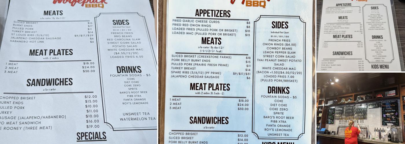 Wolfepack BBQ Menu