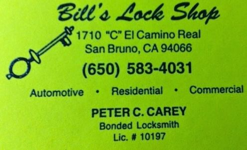 Bill's Lock Shop 1710 #C, El Camino Real, San Bruno California 94066