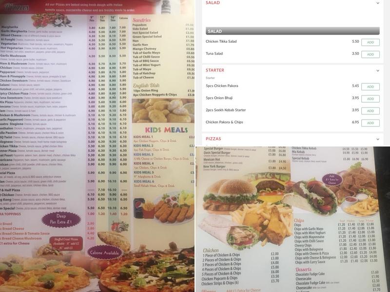 Oasis Pizza Express Menu