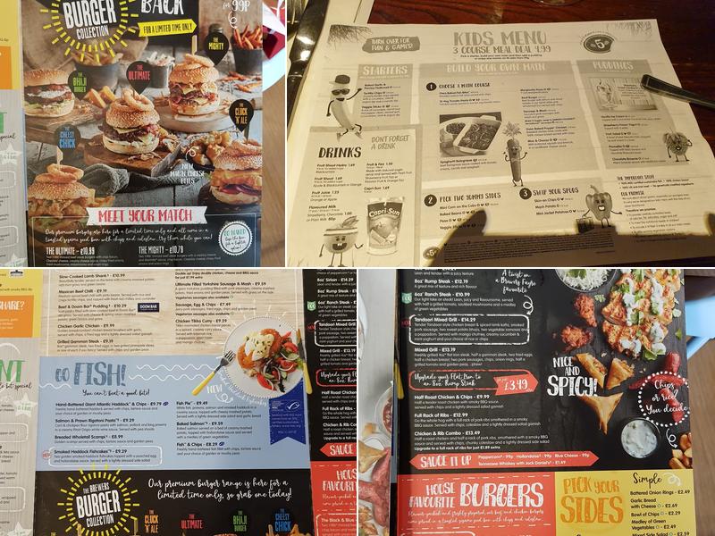 Turnpike Brewers Fayre Menu