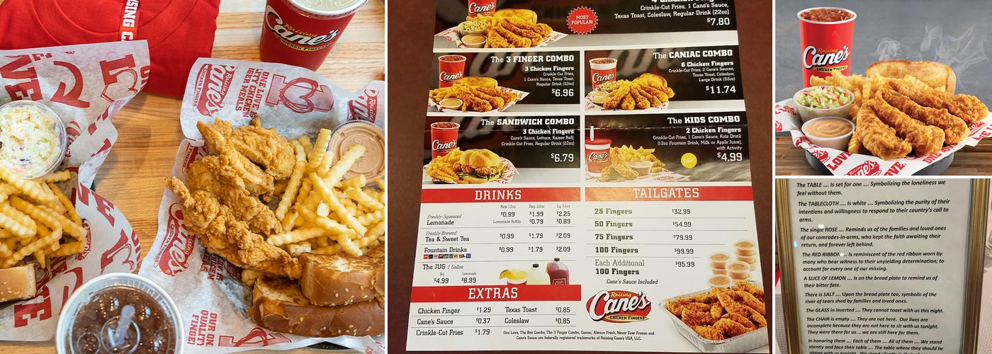 Raising Cane's Chicken Fingers Menu