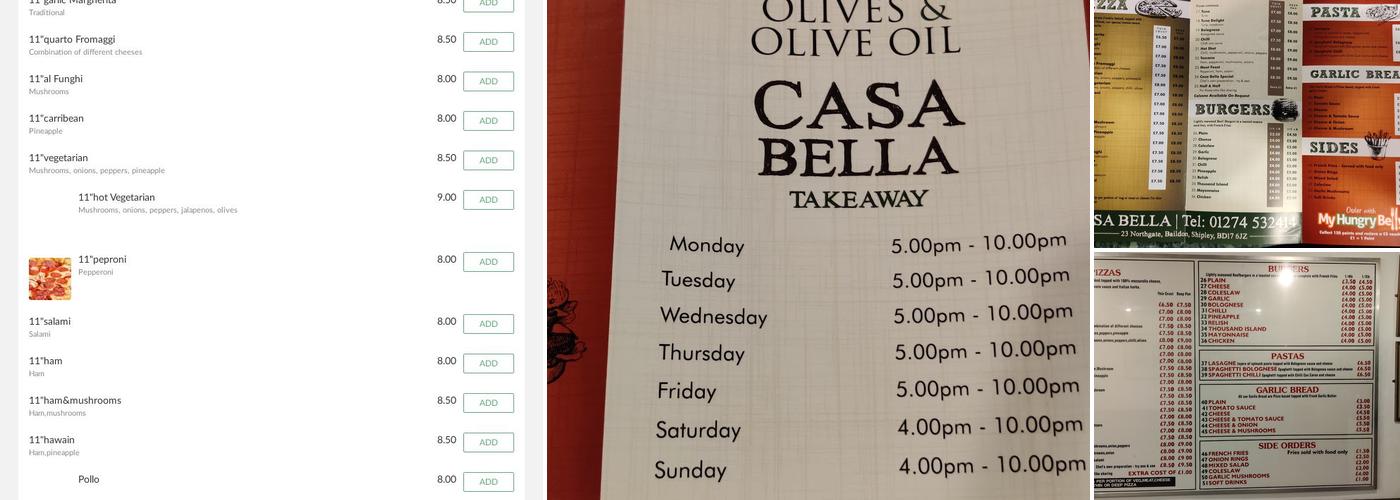 Casa Bella Menu