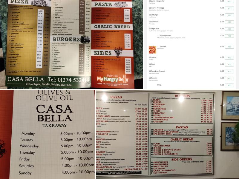 Casa Bella Menu