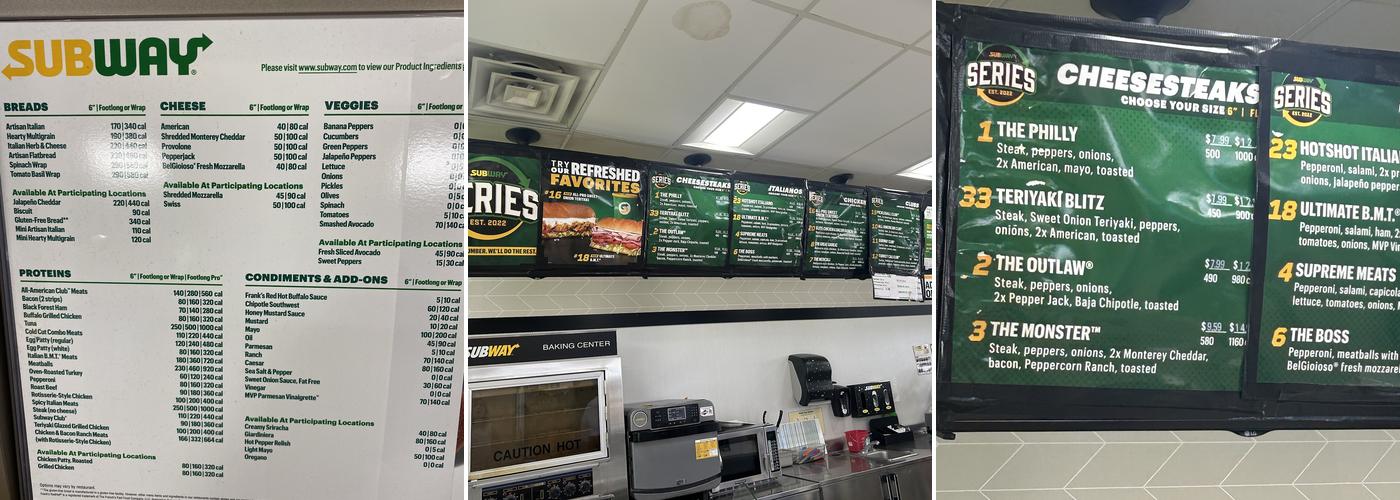 Subway Menu