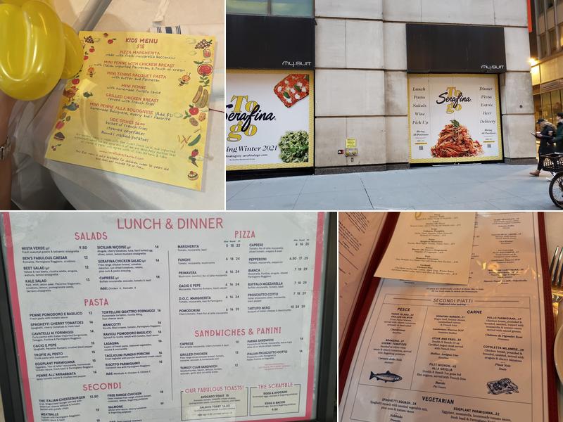 Serafina Menu