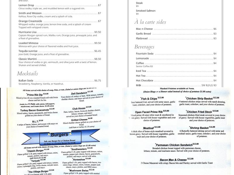 Village Inn Restaurant & Lounge Menu