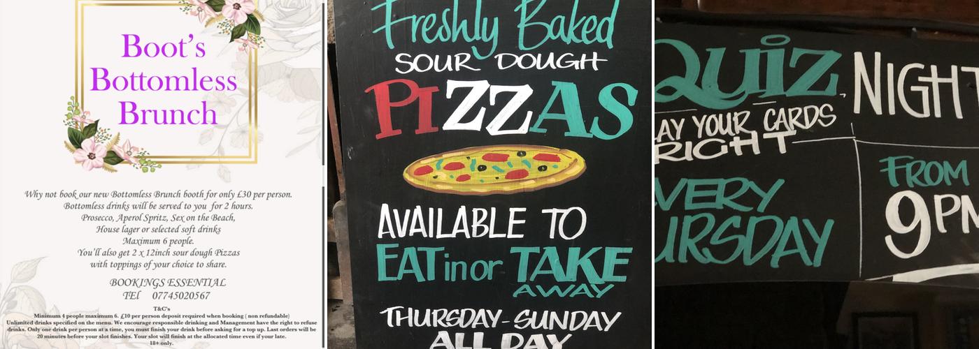 Boot and Shoe Inn Menu