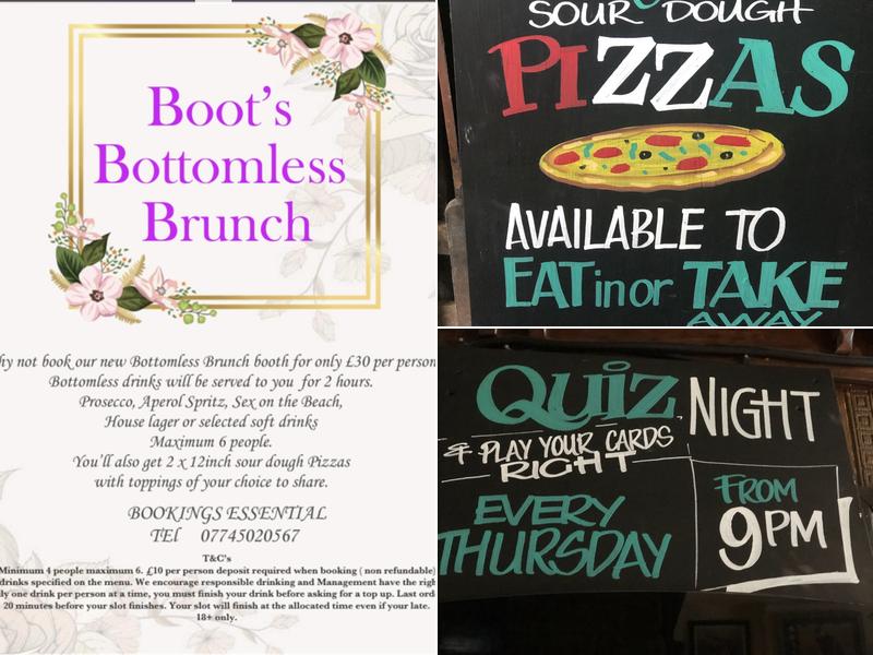 Boot and Shoe Inn Menu