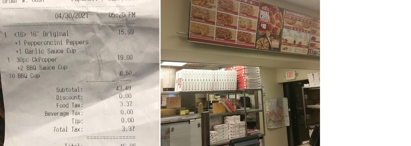 Papa Johns Pizza Menu