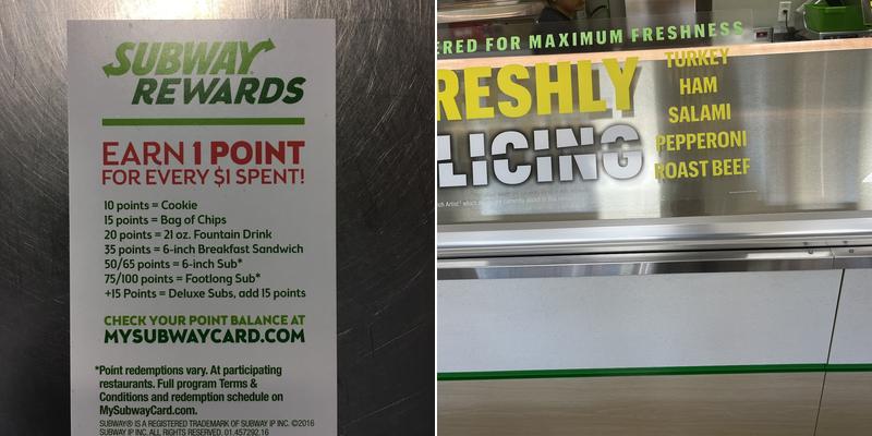 SUBWAY Menu