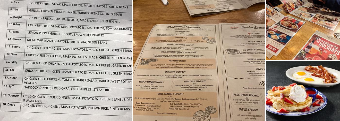 Cracker Barrel Old Country Store Menu