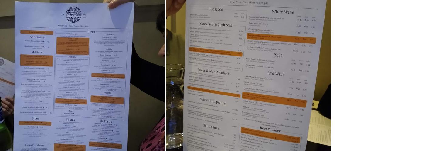 Pizza Express Menu