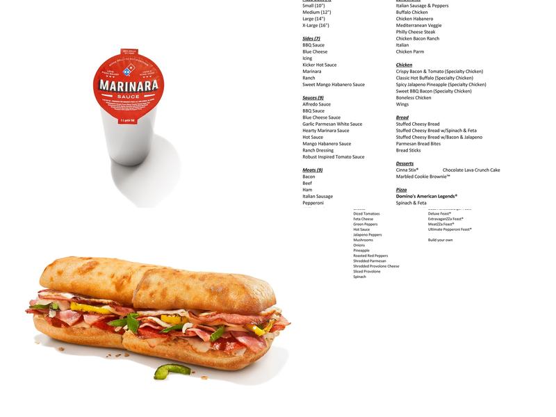 Domino's Pizza Menu
