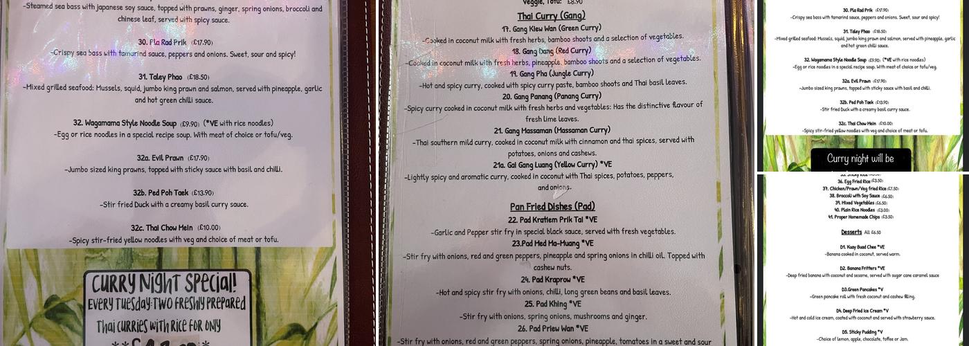 Three Wise Monkeys Menu