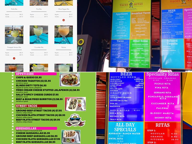 Blind Salamander Cantina San Marcos Texas Menu