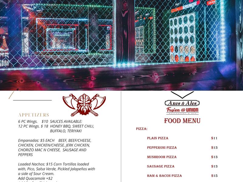 Saxon Hall - Axes & Ales Menu