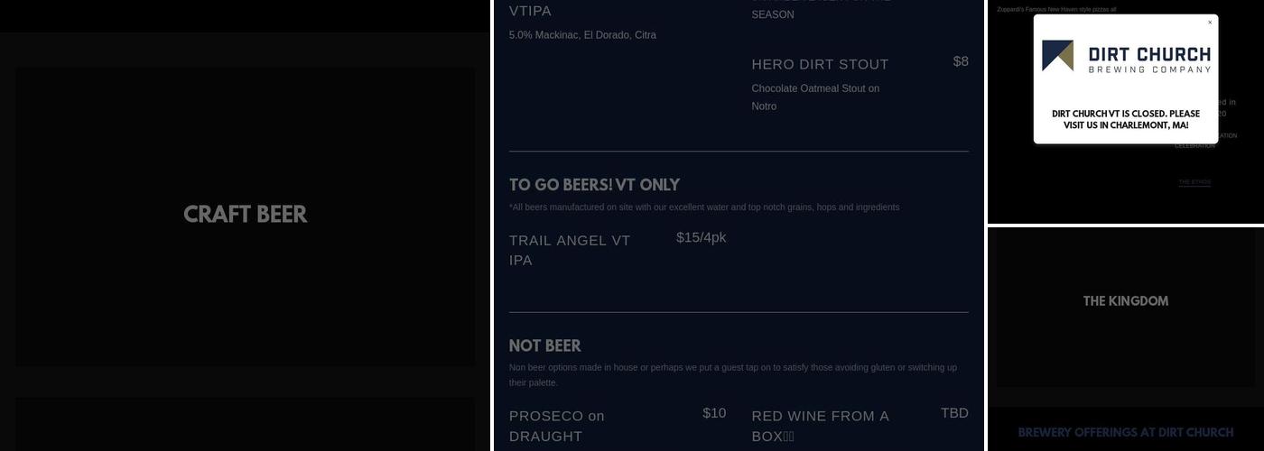 DIRT CHURCH BREWING COMPANY Menu