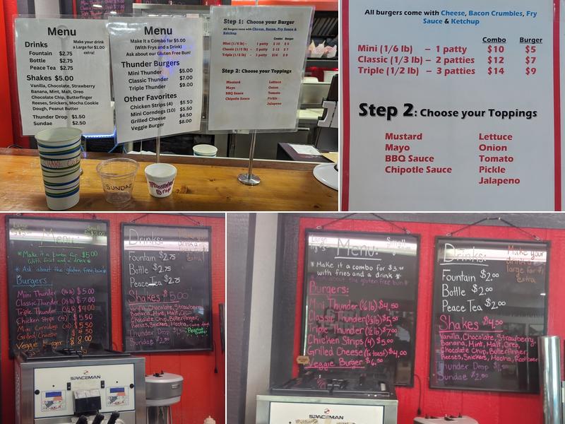 Thunder Mountain Burgers Menu