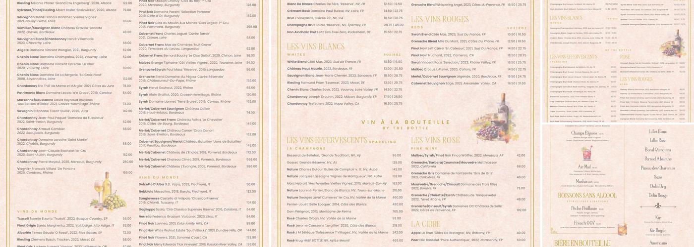 BISTRO DU JOUR Menu