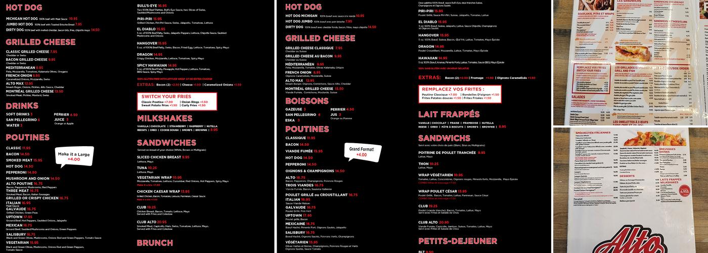 Alto Restaurant Menu