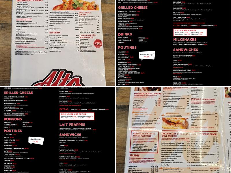 Alto Restaurant Menu