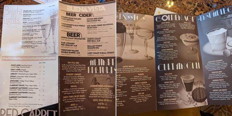 1901 Lounge Menu