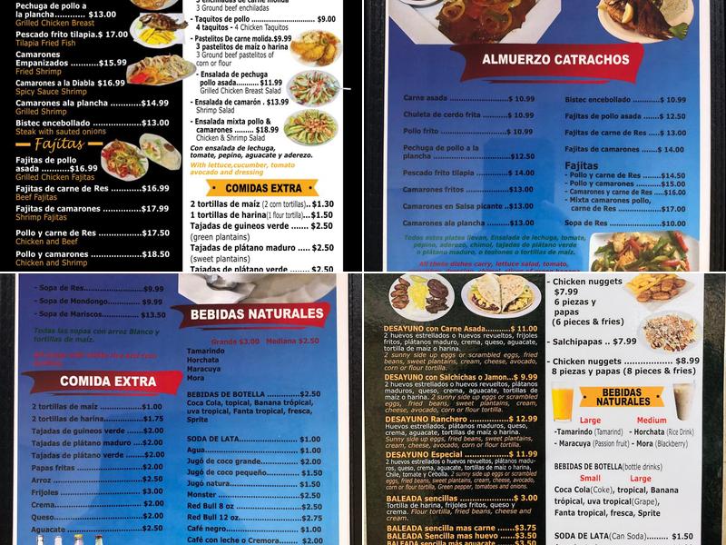 Los Hondureños Food Restaurant Menu