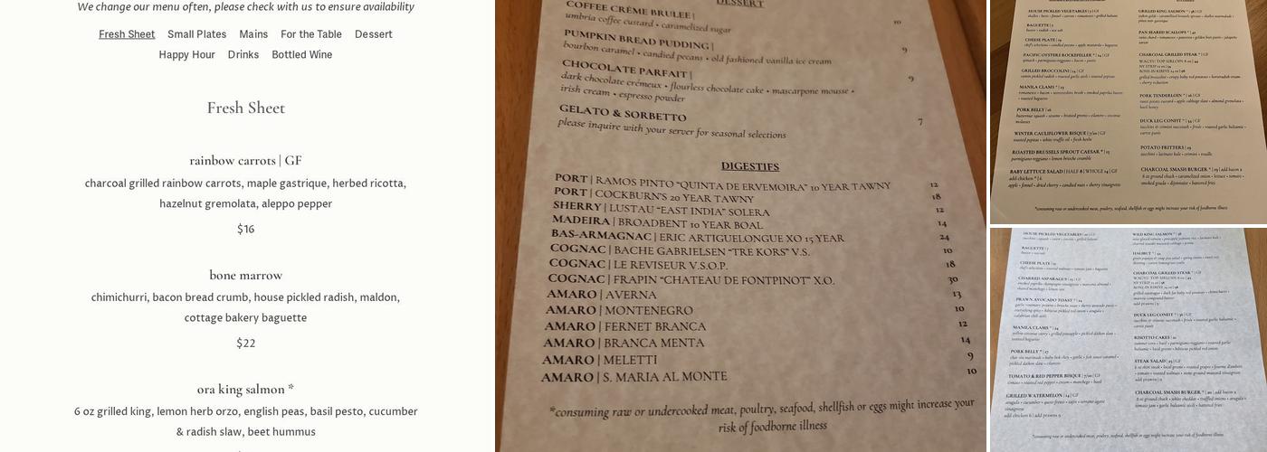 Charcoal Menu