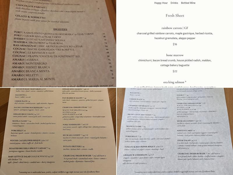 Charcoal Menu