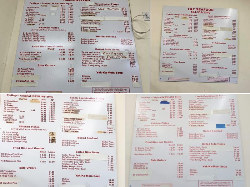 T&T Seafood & Po-Boys Menu