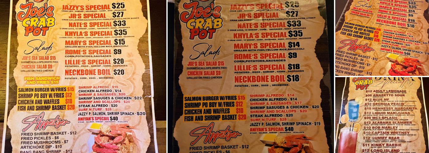 Joe's Crab Pot Menu
