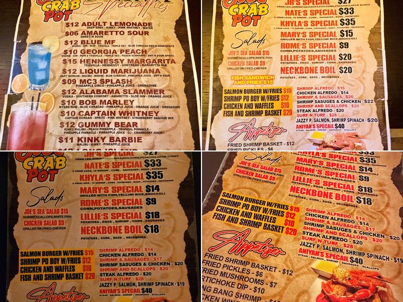 Joe's Crab Pot Menu