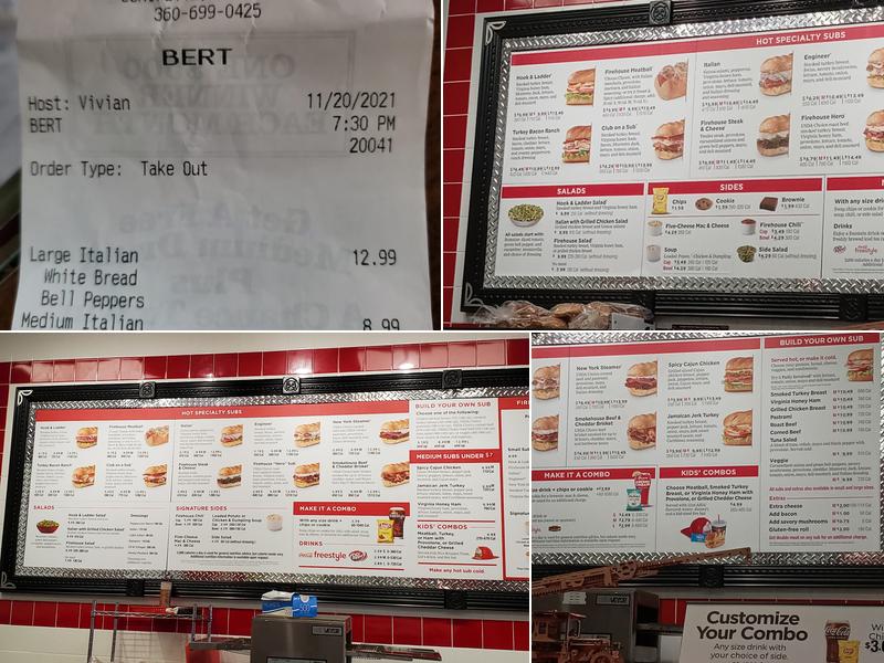 Firehouse Subs Centralia Menu