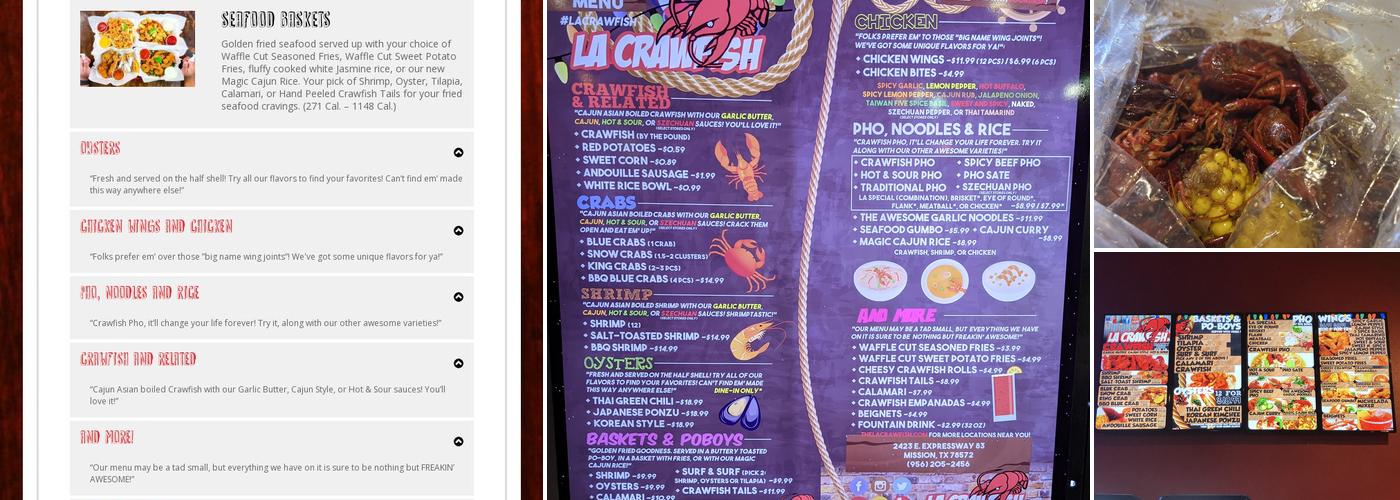 LA Crawfish Menu