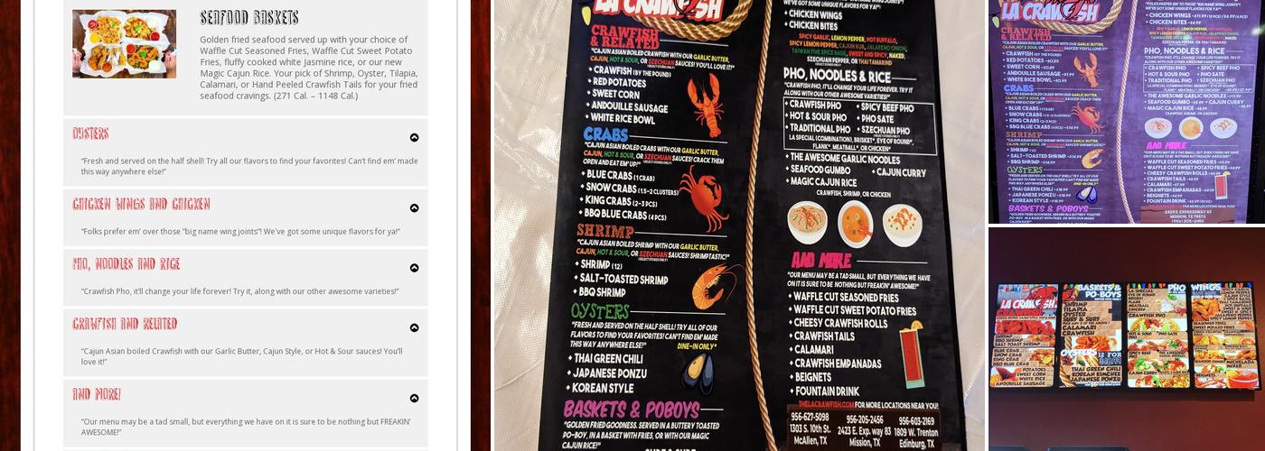 LA Crawfish Menu