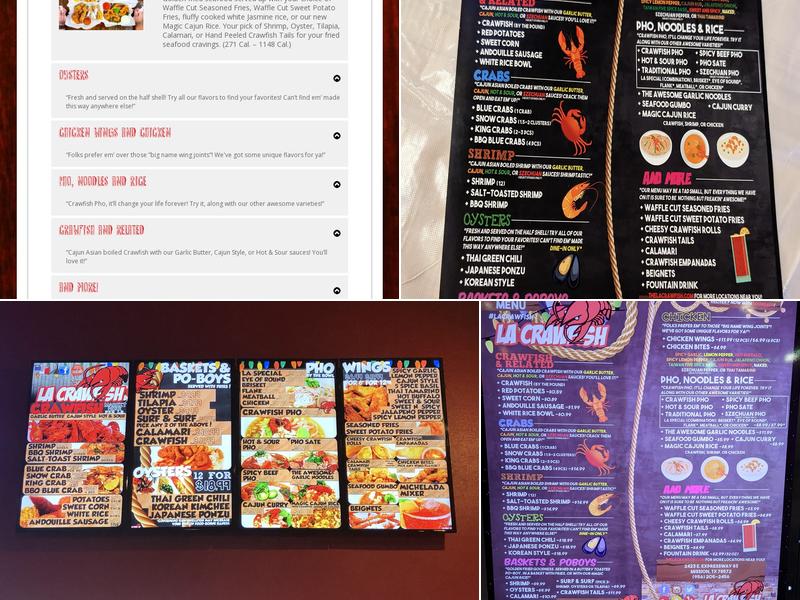 LA Crawfish Menu