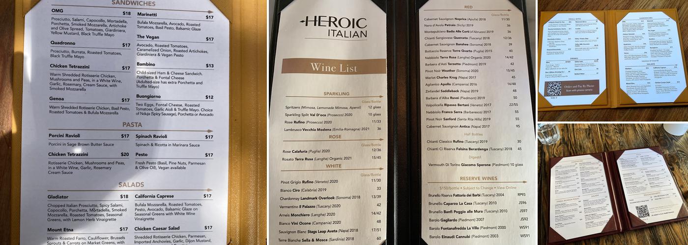 Heroic Italian Berkeley Menu