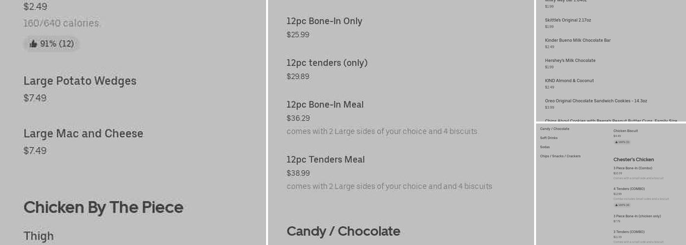Chester's Menu