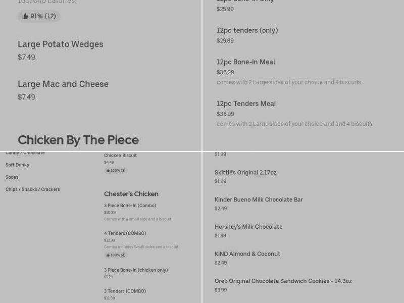Chester's Menu