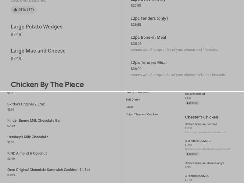Chester's Menu